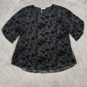 Sese Code Blouse Womens 3XL Velvet Burnout Floral Sheer Mesh Gothic Whimsigoth